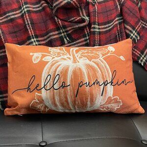 Hello Pumpkin Thanksgiving Pillow Cover.  Long size 12x20"  NWT